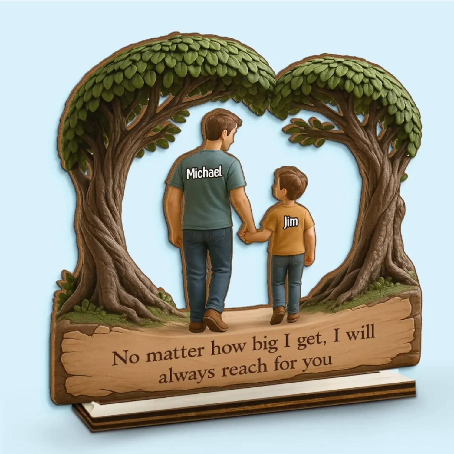 Still Growing, Still Holding On - Family Personalized Custom Shaped 2-Layered Wooden Plaque With Flat Stand - Father's Day, House Warming Gift For Dad, Grandpa 1 Still Growing, Still Holding On - Family Personalized Custom Shaped 2-Layered Wooden Plaque With Flat Stand - Father's Day, House Warming Gift For Dad, Grandpa