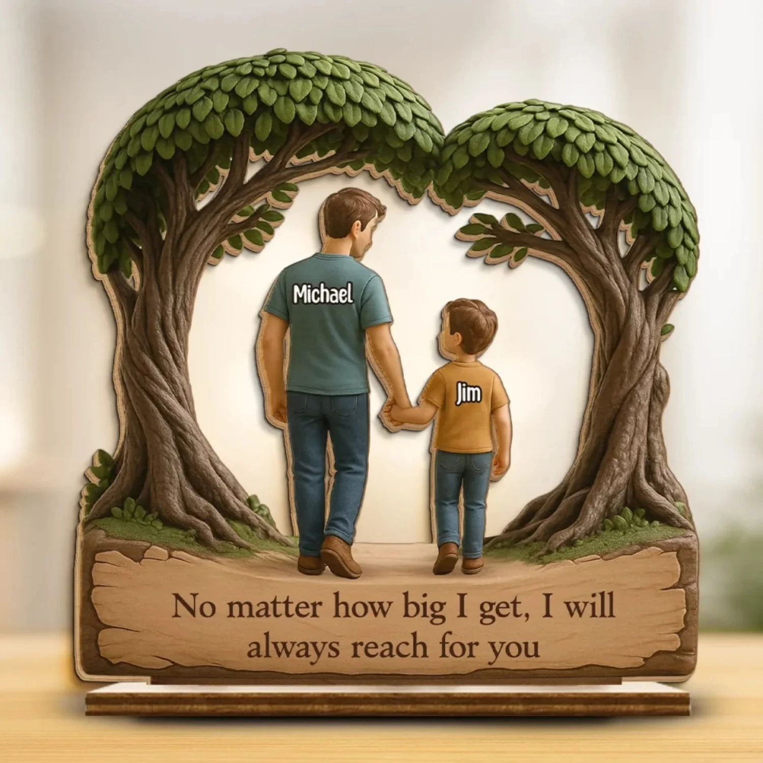 Still Growing, Still Holding On - Family Personalized Custom Shaped 2-Layered Wooden Plaque With Flat Stand - Father's Day, House Warming Gift For Dad, Grandpa 3 Still Growing, Still Holding On - Family Personalized Custom Shaped 2-Layered Wooden Plaque With Flat Stand - Father's Day, House Warming Gift For Dad, Grandpa - Image 3