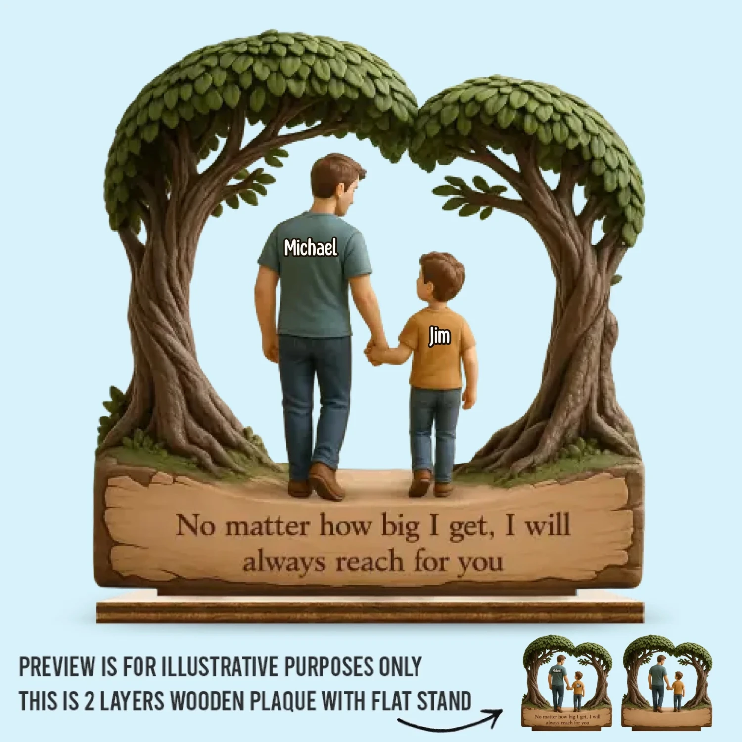 Still Growing, Still Holding On - Family Personalized Custom Shaped 2-Layered Wooden Plaque With Flat Stand - Father's Day, House Warming Gift For Dad, Grandpa 2 Still Growing, Still Holding On - Family Personalized Custom Shaped 2-Layered Wooden Plaque With Flat Stand - Father's Day, House Warming Gift For Dad, Grandpa - Image 2