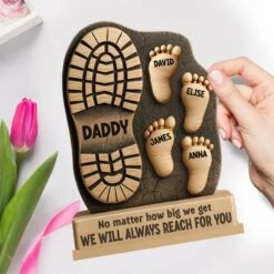 Your Footsteps Led Our Way - Family Personalized Custom Shaped 2-Layered Wooden Plaque With Flat Stand - Father's Day, House Warming Gift For Dad, Grandpa -Pawfect House Store 68073f9e95856