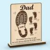 Your Footsteps Shaped Our Journey - Family Personalized Custom Shaped 2-Layered Wooden Plaque With Flat Stand - Father's Day, House Warming Gift For Dad, Grandpa