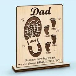 Your Footsteps Shaped Our Journey - Family Personalized Custom Shaped 2-Layered Wooden Plaque With Flat Stand - Father's Day, House Warming Gift For Dad, Grandpa