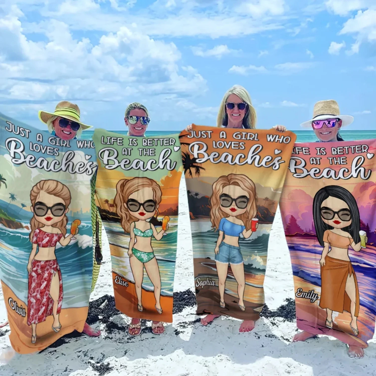 Just A Girl Living Her Beach Dream - Bestie Personalized Custom Beach Towel - Summer Vacation Gift, Birthday Pool Party Gift For Best Friends, BFF, Sisters 1 Just A Girl Living Her Beach Dream - Bestie Personalized Custom Beach Towel - Summer Vacation Gift, Birthday Pool Party Gift For Best Friends, BFF, Sisters