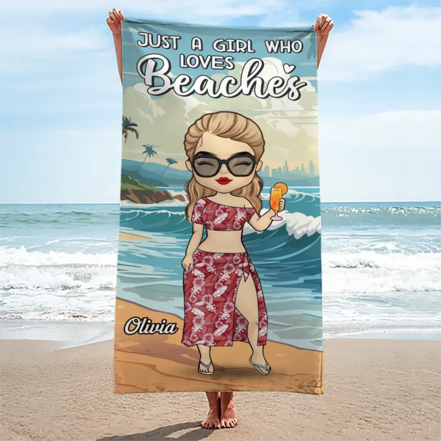 Just A Girl Living Her Beach Dream - Bestie Personalized Custom Beach Towel - Summer Vacation Gift, Birthday Pool Party Gift For Best Friends, BFF, Sisters 3 Just A Girl Living Her Beach Dream - Bestie Personalized Custom Beach Towel - Summer Vacation Gift, Birthday Pool Party Gift For Best Friends, BFF, Sisters - Image 3