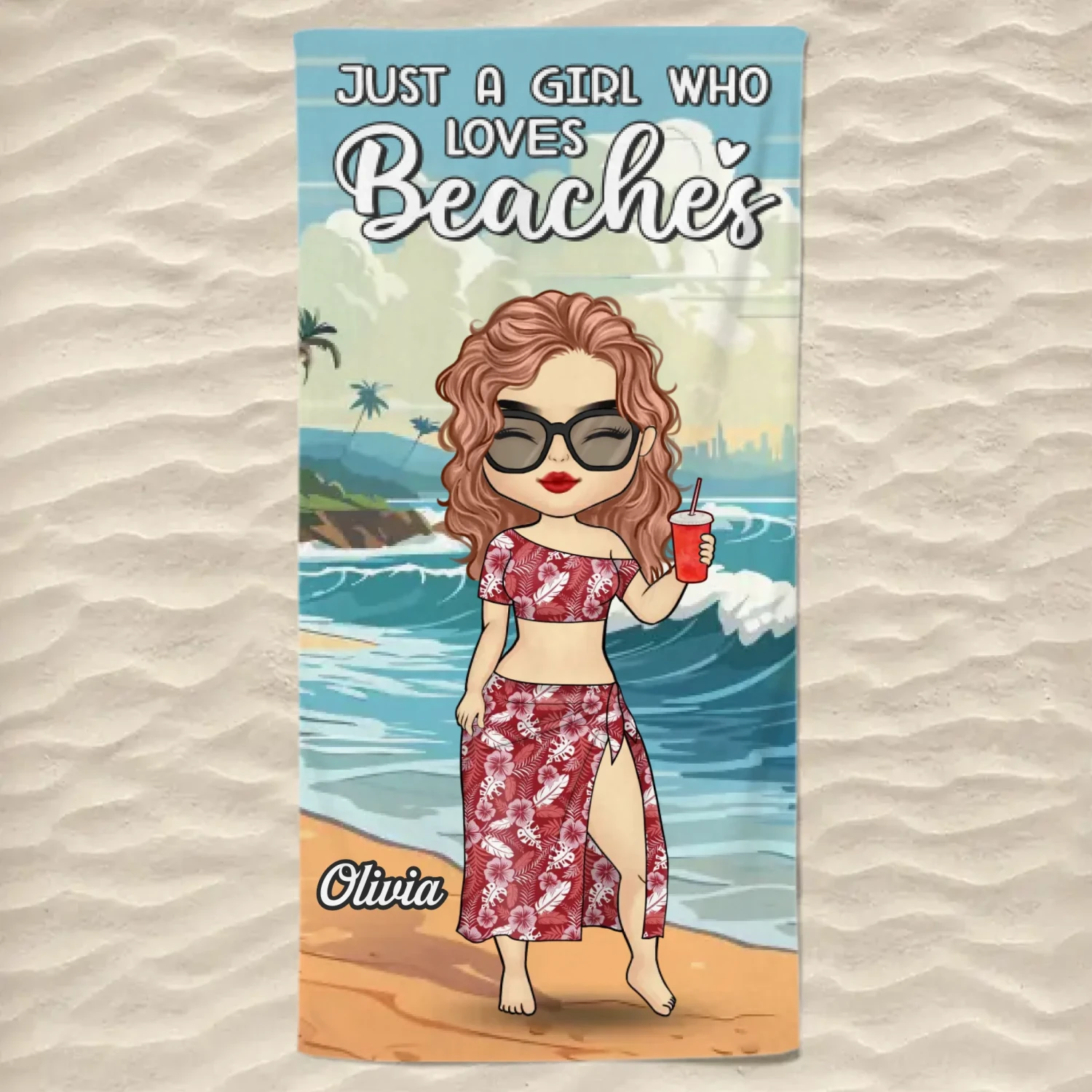 Just A Girl Living Her Beach Dream - Bestie Personalized Custom Beach Towel - Summer Vacation Gift, Birthday Pool Party Gift For Best Friends, BFF, Sisters 2 Just A Girl Living Her Beach Dream - Bestie Personalized Custom Beach Towel - Summer Vacation Gift, Birthday Pool Party Gift For Best Friends, BFF, Sisters - Image 2