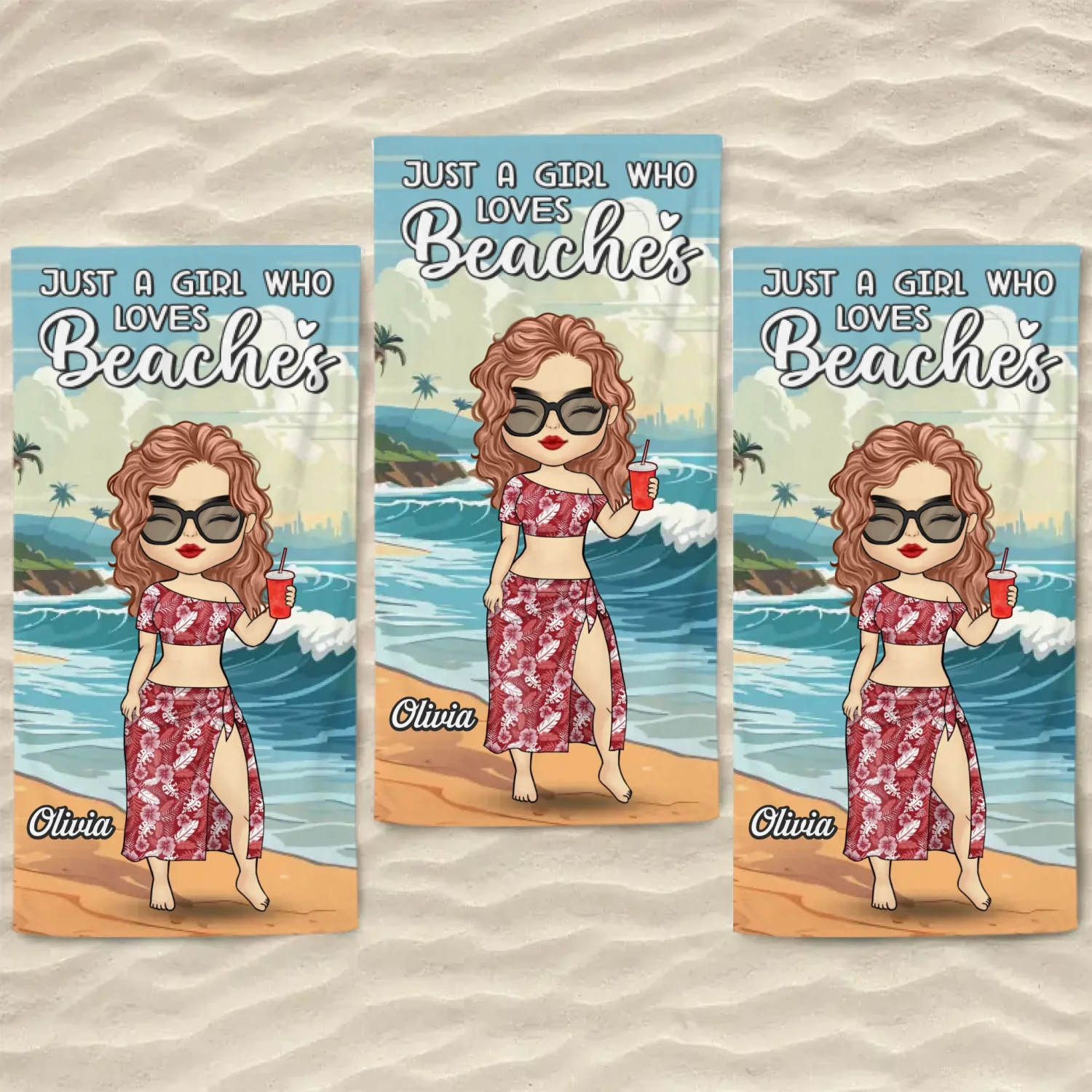 Just A Girl Living Her Beach Dream - Bestie Personalized Custom Beach Towel - Summer Vacation Gift, Birthday Pool Party Gift For Best Friends, BFF, Sisters 8 Just A Girl Living Her Beach Dream - Bestie Personalized Custom Beach Towel - Summer Vacation Gift, Birthday Pool Party Gift For Best Friends, BFF, Sisters - Image 8