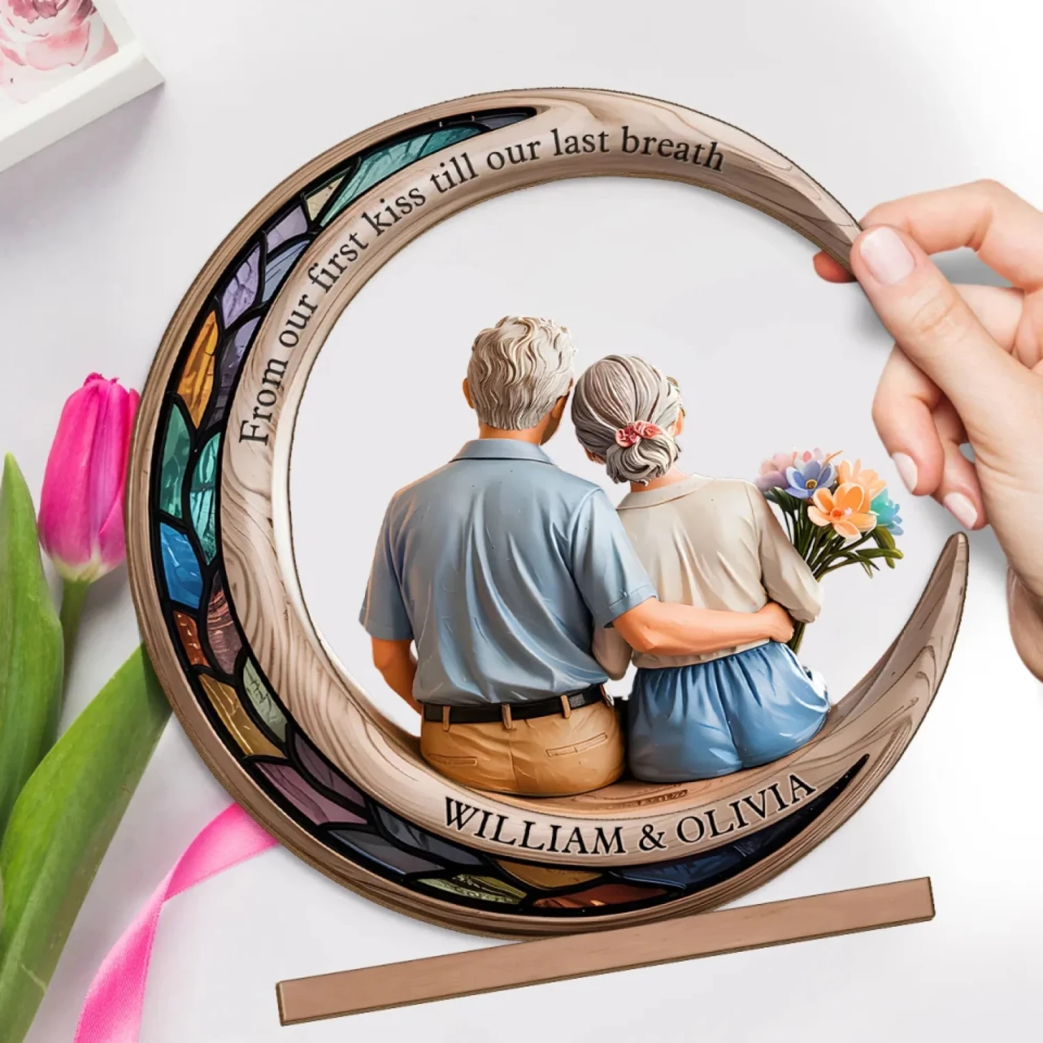 I Love You To The Moon & Back - Couple Personalized Custom Shaped 2-Layered Wooden Plaque With Flat Stand - House Warming Gift For Husband Wife, Anniversary 4 I Love You To The Moon & Back - Couple Personalized Custom Shaped 2-Layered Wooden Plaque With Flat Stand - House Warming Gift For Husband Wife, Anniversary - Image 4