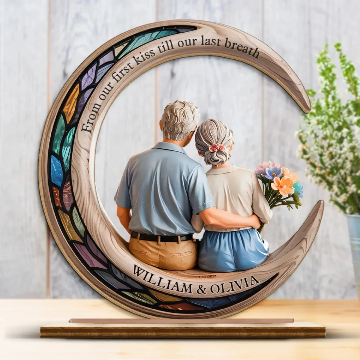 I Love You To The Moon & Back - Couple Personalized Custom Shaped 2-Layered Wooden Plaque With Flat Stand - House Warming Gift For Husband Wife, Anniversary 3 I Love You To The Moon & Back - Couple Personalized Custom Shaped 2-Layered Wooden Plaque With Flat Stand - House Warming Gift For Husband Wife, Anniversary - Image 3