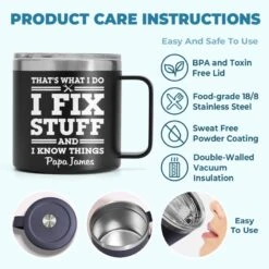 Fixing Since Forever, Complaining Since Never - Family Personalized Custom 14oz Stainless Steel Tumbler With Handle - Father's Day, Gift For Dad, Grandpa -Pawfect House Store 68087384e25a4