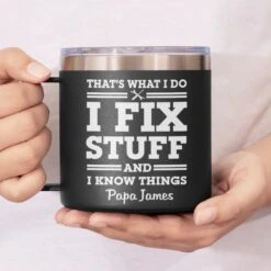 Fixing Since Forever, Complaining Since Never - Family Personalized Custom 14oz Stainless Steel Tumbler With Handle - Father's Day, Gift For Dad, Grandpa -Pawfect House Store 680873860d3e5