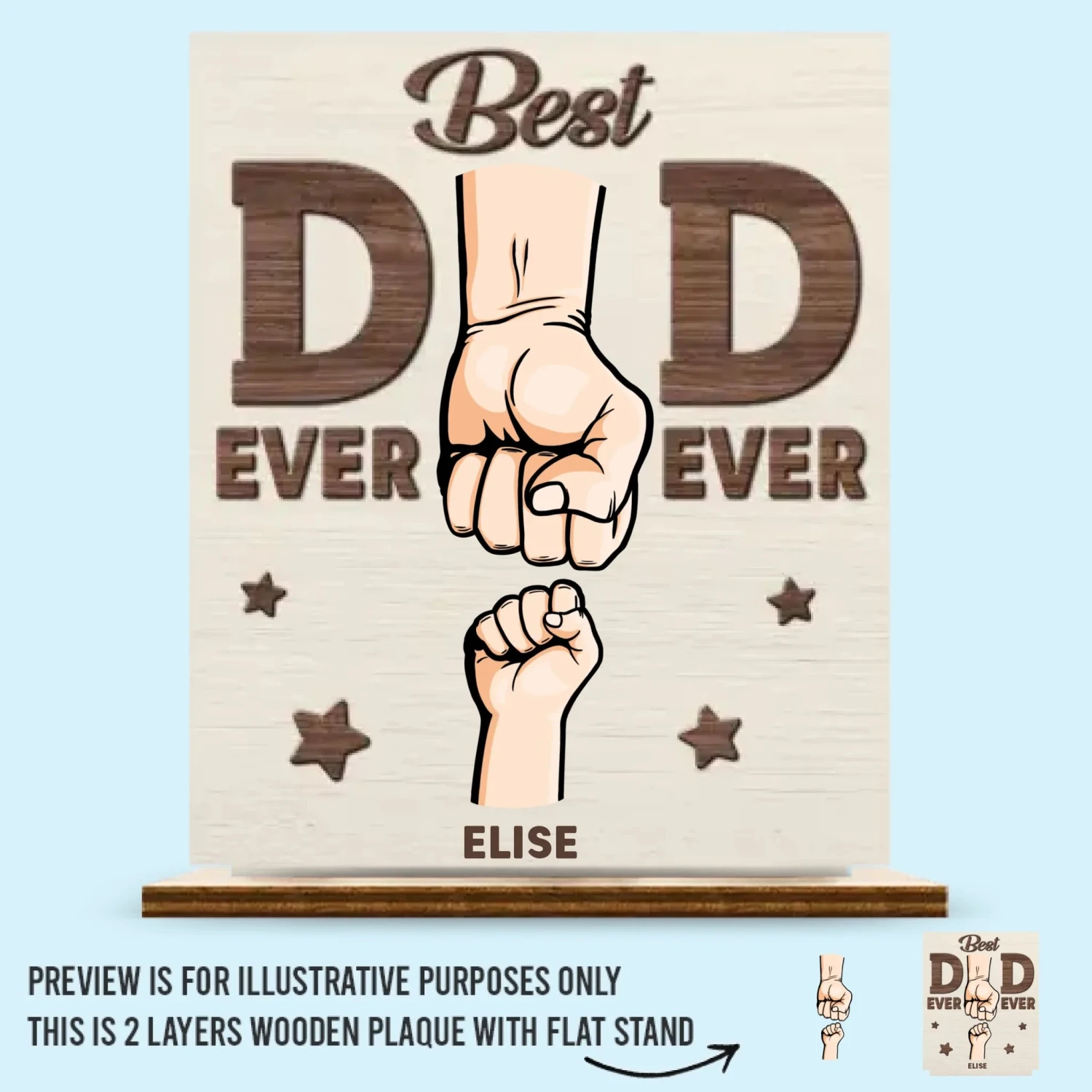 Behind Every Tiny Fist Is A Big Love For Dad - Family Personalized Custom Shaped 2-Layered Wooden Plaque With Flat Stand - Father's Day, House Warming Gift For Dad 2 Behind Every Tiny Fist Is A Big Love For Dad - Family Personalized Custom Shaped 2-Layered Wooden Plaque With Flat Stand - Father's Day, House Warming Gift For Dad - Image 2