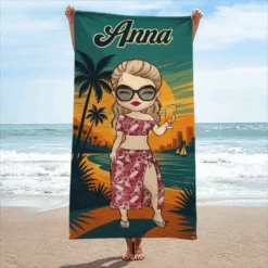 Good Times And Tan Lines - Bestie Personalized Custom Beach Towel - Summer Vacation Gift, Birthday Pool Party Gift For Best Friends, BFF, Sisters -Pawfect House Store 6808b8493a824