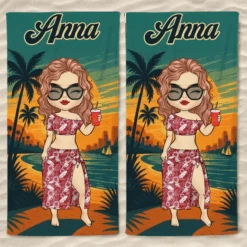 Good Times And Tan Lines - Bestie Personalized Custom Beach Towel - Summer Vacation Gift, Birthday Pool Party Gift For Best Friends, BFF, Sisters -Pawfect House Store 6808bb2b70336