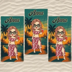 Good Times And Tan Lines - Bestie Personalized Custom Beach Towel - Summer Vacation Gift, Birthday Pool Party Gift For Best Friends, BFF, Sisters -Pawfect House Store 6808bb34d3acf