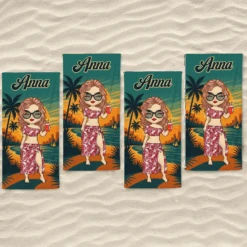 Good Times And Tan Lines - Bestie Personalized Custom Beach Towel - Summer Vacation Gift, Birthday Pool Party Gift For Best Friends, BFF, Sisters -Pawfect House Store 6808bb4054448