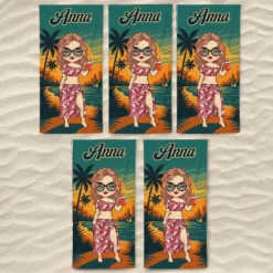 Good Times And Tan Lines - Bestie Personalized Custom Beach Towel - Summer Vacation Gift, Birthday Pool Party Gift For Best Friends, BFF, Sisters -Pawfect House Store 6808bb4fbdfb2