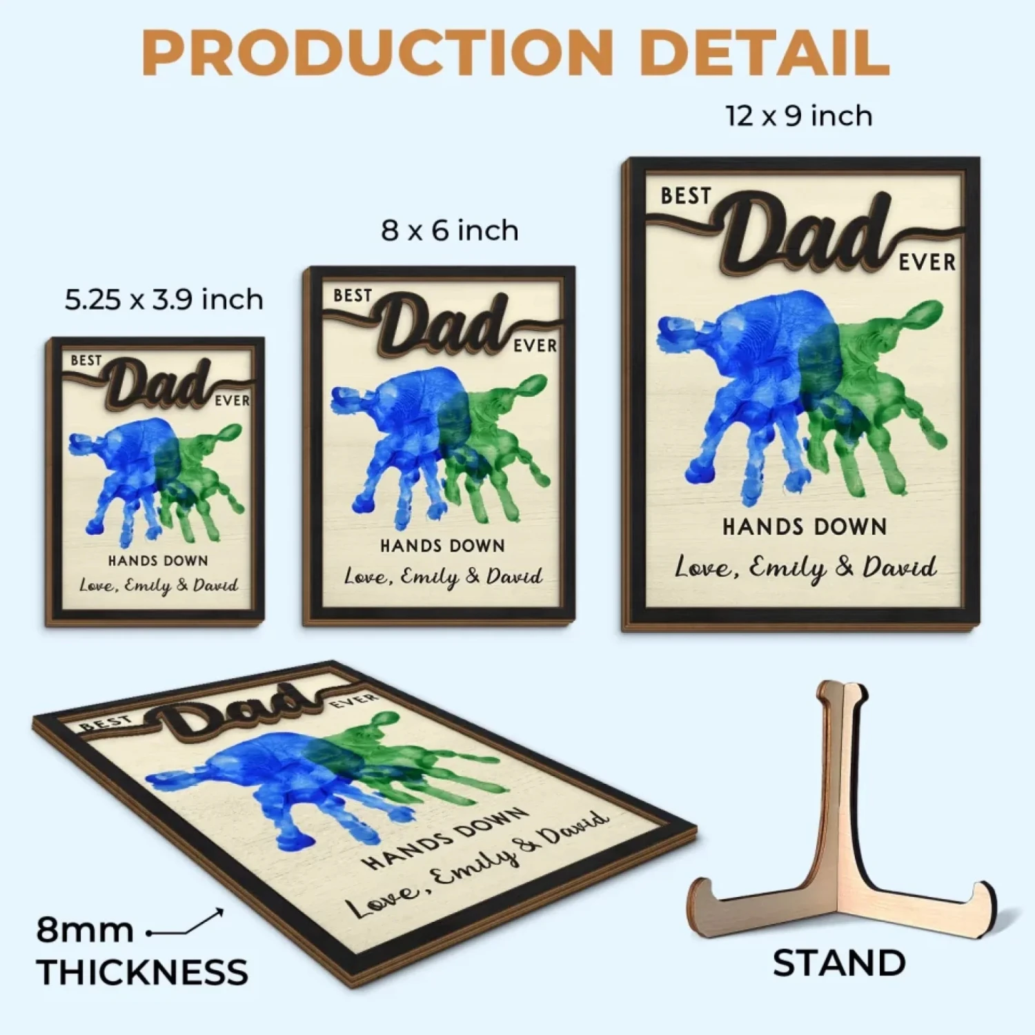 Best Dad Ever, Hands Down - Family Personalized Custom 2-Layered Wooden Plaque With Stand - Father's Day, Gift For Dad, Grandpa 6 Best Dad Ever, Hands Down - Family Personalized Custom 2-Layered Wooden Plaque With Stand - Father's Day, Gift For Dad, Grandpa - Image 6