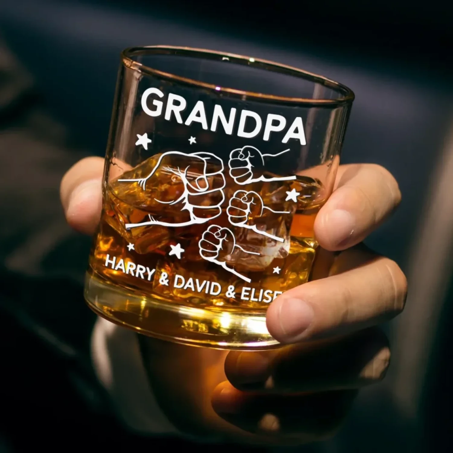 Fist Bumps And Good Times - Family Personalized Custom Whiskey Glass - Father's Day, Gift For Dad, Grandpa 3 Fist Bumps And Good Times - Family Personalized Custom Whiskey Glass - Father's Day, Gift For Dad, Grandpa - Image 3