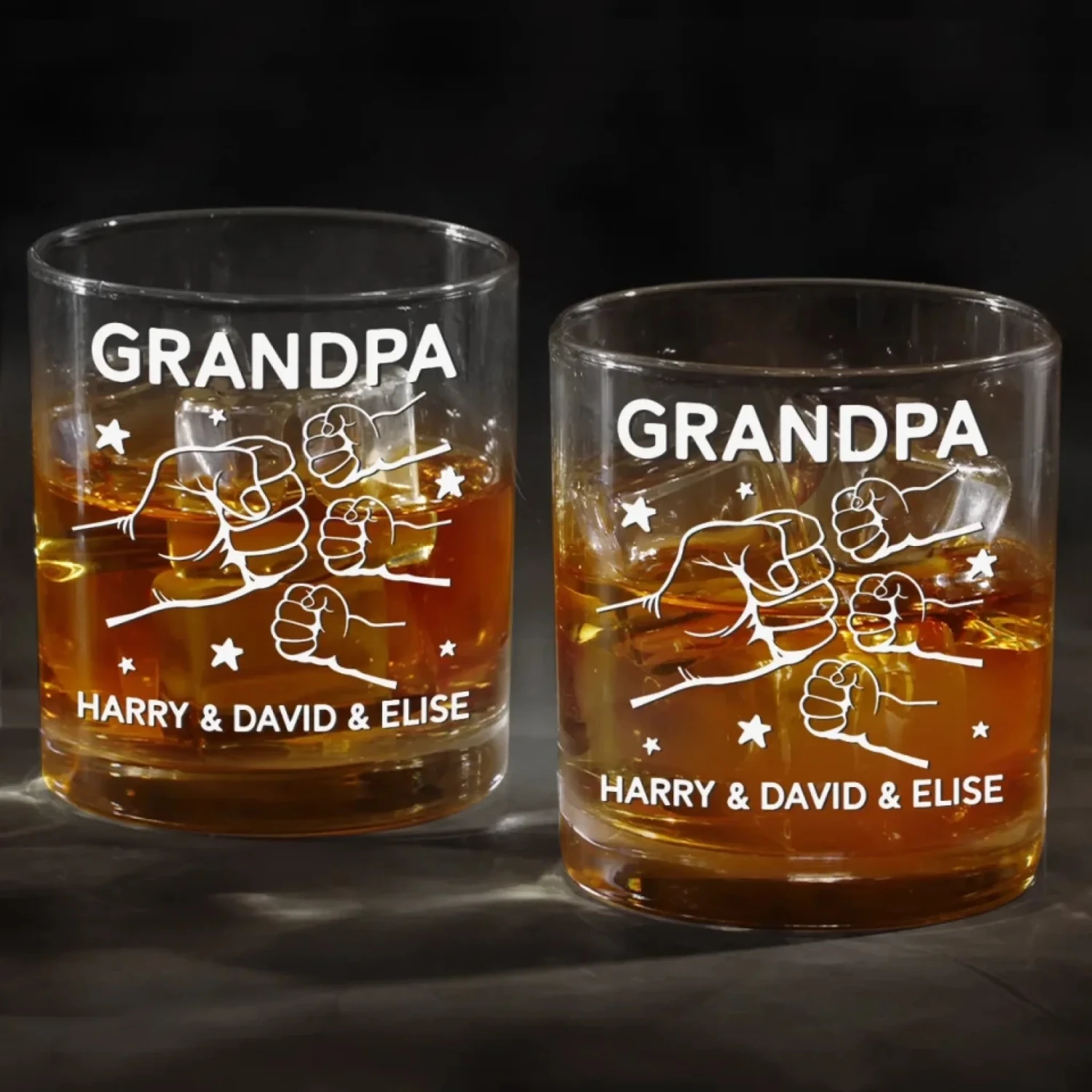 Fist Bumps And Good Times - Family Personalized Custom Whiskey Glass - Father's Day, Gift For Dad, Grandpa 4 Fist Bumps And Good Times - Family Personalized Custom Whiskey Glass - Father's Day, Gift For Dad, Grandpa - Image 4