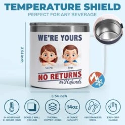 No Exchanges, No Refunds, Just Love - Family Personalized Custom 14oz Stainless Steel Tumbler With Handle - Father's Day, Gift For Dad, Grandpa -Pawfect House Store 681032fb13422