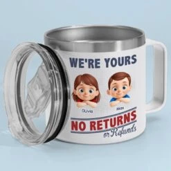 No Exchanges, No Refunds, Just Love - Family Personalized Custom 14oz Stainless Steel Tumbler With Handle - Father's Day, Gift For Dad, Grandpa -Pawfect House Store 681032fb57a0c