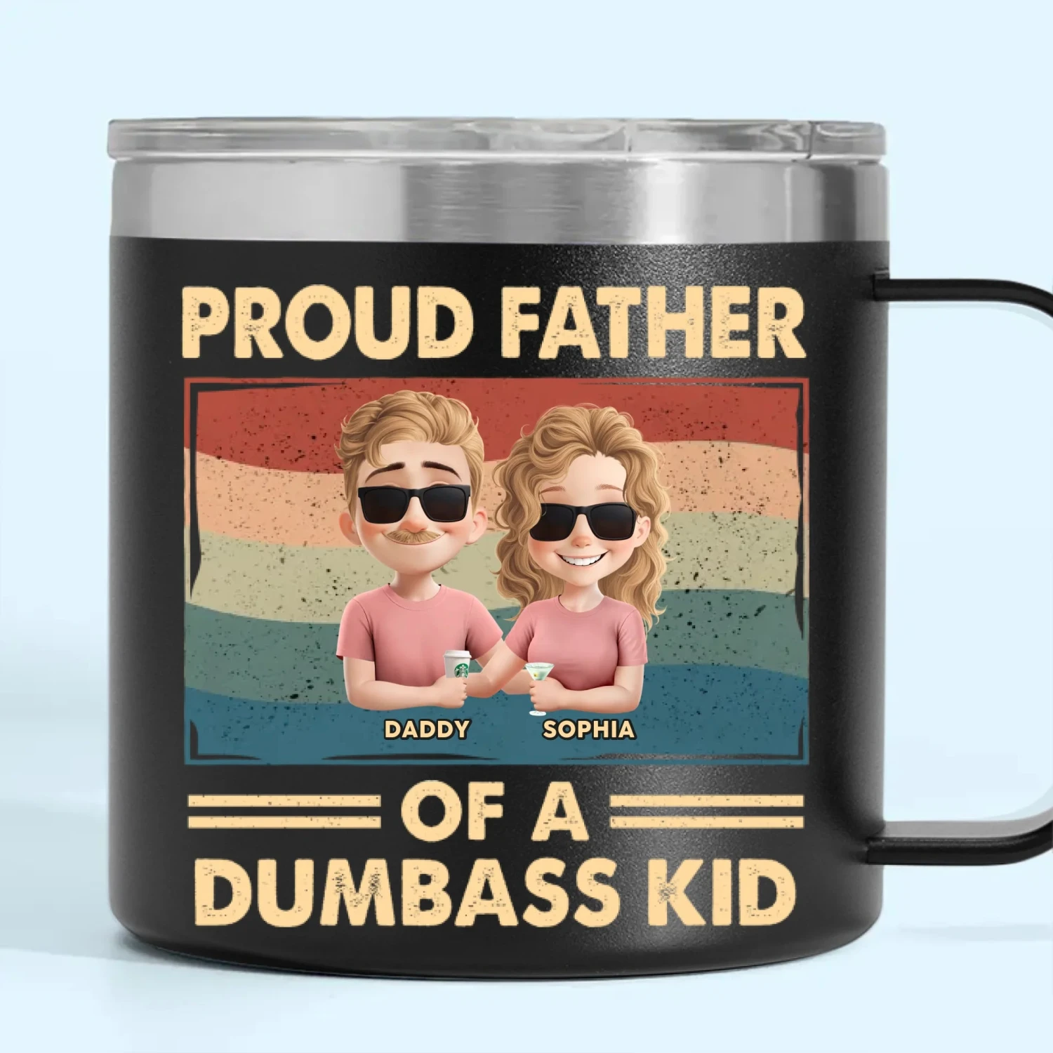 Proud Father Of A Few Dumbass Kids - Family Personalized Custom 14oz Stainless Steel Tumbler With Handle - Father's Day, Gift For Dad, Grandpa 2 Proud Father Of A Few Dumbass Kids - Family Personalized Custom 14oz Stainless Steel Tumbler With Handle - Father's Day, Gift For Dad, Grandpa - Image 2