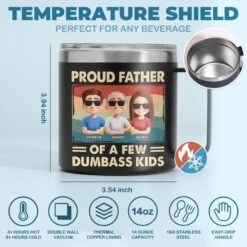 Proud Father Of A Few Dumbass Kids - Family Personalized Custom 14oz Stainless Steel Tumbler With Handle - Father's Day, Gift For Dad, Grandpa 10 Proud Father Of A Few Dumbass Kids - Family Personalized Custom 14oz Stainless Steel Tumbler With Handle - Father's Day, Gift For Dad, Grandpa -Pawfect House Store 681039b25dc21