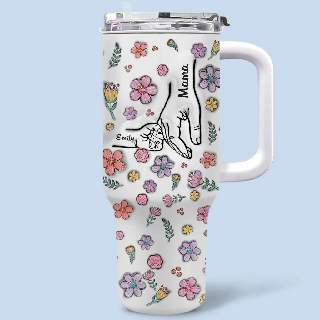 Holding Hearts Forever - Family Personalized Custom 3D Inflated Effect Printed 40 Oz Stainless Steel Tumbler With Handle - Mother's Day, Gift For Mom, Grandma 2 Holding Hearts Forever - Family Personalized Custom 3D Inflated Effect Printed 40 Oz Stainless Steel Tumbler With Handle - Mother's Day, Gift For Mom, Grandma - Image 2