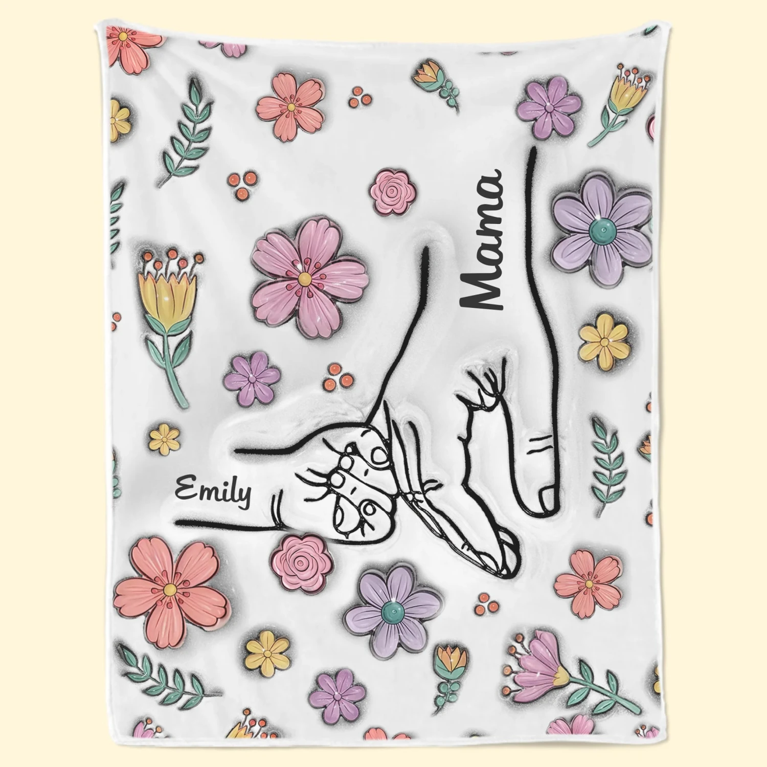 Hands Holding Nana With Love - Family Personalized Custom 3D Inflated Effect Printed Blanket - Mother's Day, Gift For Mom, Grandma 3 Hands Holding Nana With Love - Family Personalized Custom 3D Inflated Effect Printed Blanket - Mother's Day, Gift For Mom, Grandma - Image 3