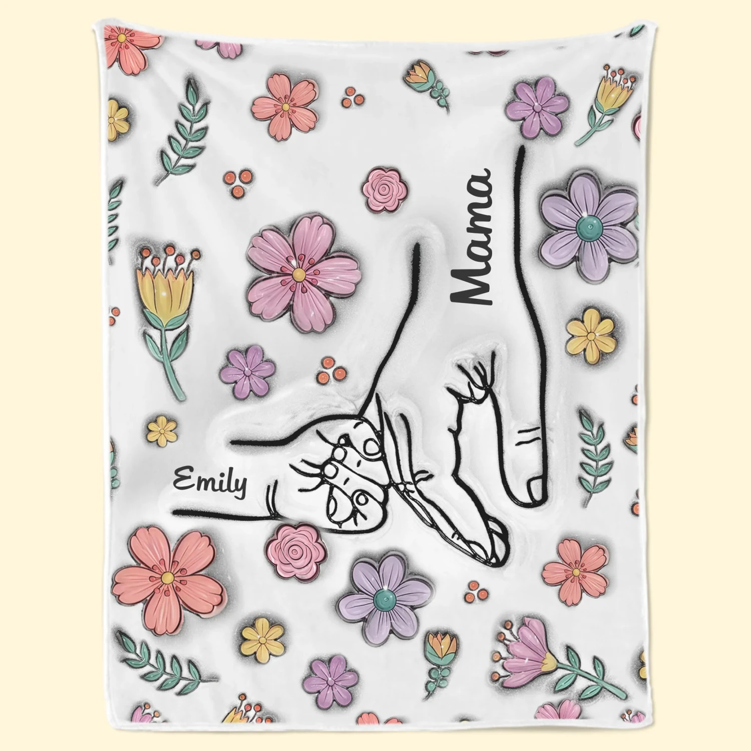 Hands Holding Nana With Love - Family Personalized Custom 3D Inflated Effect Printed Blanket - Mother's Day, Gift For Mom, Grandma 7 Hands Holding Nana With Love - Family Personalized Custom 3D Inflated Effect Printed Blanket - Mother's Day, Gift For Mom, Grandma - Image 7