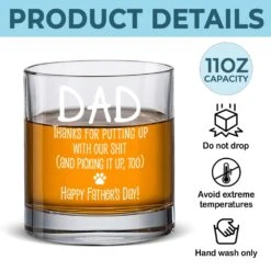 Happy Father’s Day To My Treat Dealer - Dog Personalized Custom Whiskey Glass - Father's Day, Gift For Pet Owners, Pet Lovers 9 Happy Father’s Day To My Treat Dealer - Dog Personalized Custom Whiskey Glass - Father's Day, Gift For Pet Owners, Pet Lovers -Pawfect House Store 681094cf4db21