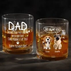 Happy Father’s Day To My Treat Dealer - Dog Personalized Custom Whiskey Glass - Father's Day, Gift For Pet Owners, Pet Lovers