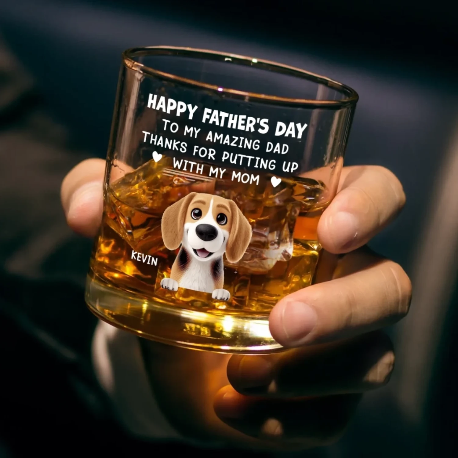 Happy Father's Day To My Amazing Dad - Dog Personalized Custom Whiskey Glass - Father's Day, Gift For Pet Owners, Pet Lovers 3 Happy Father's Day To My Amazing Dad - Dog Personalized Custom Whiskey Glass - Father's Day, Gift For Pet Owners, Pet Lovers - Image 3
