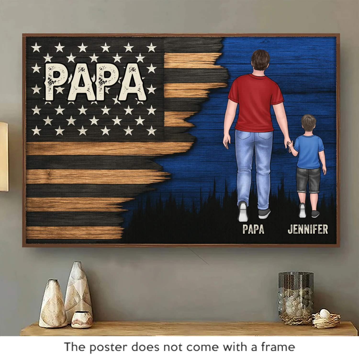 Held By Your Hands, Guided By Your Heart - Family Personalized Custom Horizontal Poster - Father's Day, Gift For Dad, Grandpa 2 Held By Your Hands, Guided By Your Heart - Family Personalized Custom Horizontal Poster - Father's Day, Gift For Dad, Grandpa - Image 2