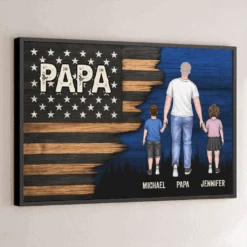 Held By Your Hands, Guided By Your Heart - Family Personalized Custom Horizontal Poster - Father's Day, Gift For Dad, Grandpa