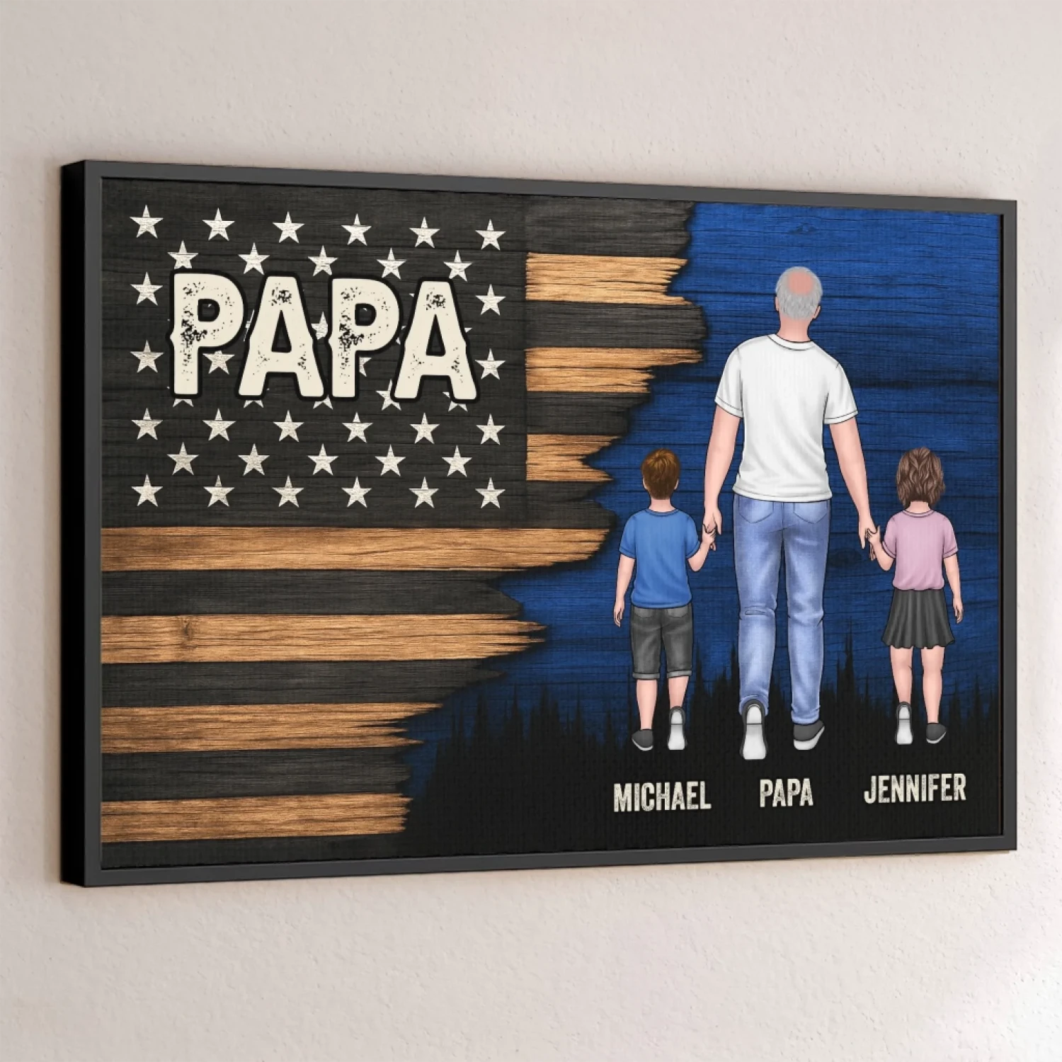 Held By Your Hands, Guided By Your Heart - Family Personalized Custom Horizontal Poster - Father's Day, Gift For Dad, Grandpa 1 Held By Your Hands, Guided By Your Heart - Family Personalized Custom Horizontal Poster - Father's Day, Gift For Dad, Grandpa