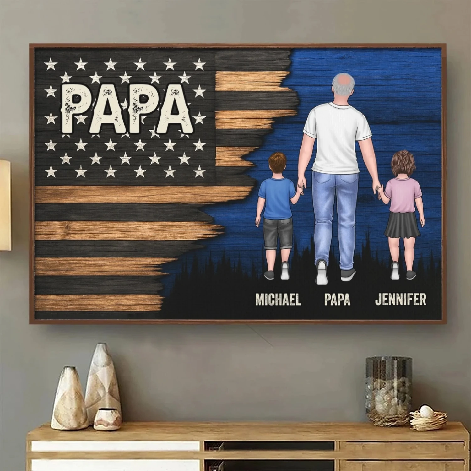 Held By Your Hands, Guided By Your Heart - Family Personalized Custom Horizontal Poster - Father's Day, Gift For Dad, Grandpa 3 Held By Your Hands, Guided By Your Heart - Family Personalized Custom Horizontal Poster - Father's Day, Gift For Dad, Grandpa - Image 3