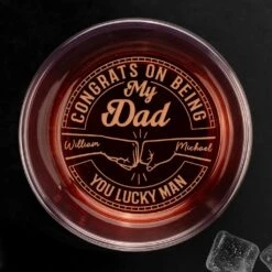 You Hit The Jackpot With Me, Dad - Family Personalized Custom Whiskey Glass - Father's Day, Gift For Dad