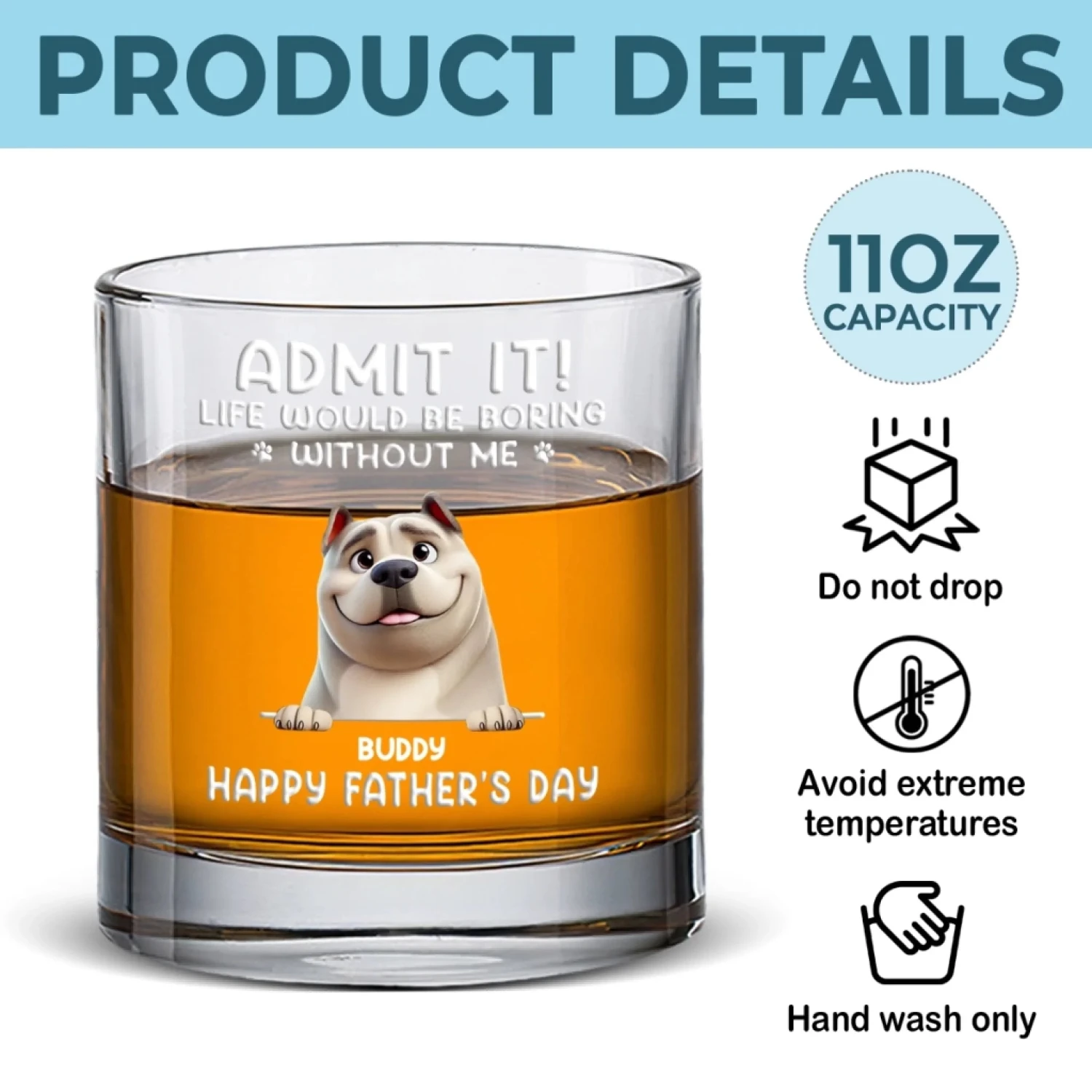 Every Day Is Father’s Day When I Have You, Hooman - Dog Personalized Custom Whiskey Glass - Father's Day, Gift For Pet Owners, Pet Lovers 5 Every Day Is Father’s Day When I Have You, Hooman - Dog Personalized Custom Whiskey Glass - Father's Day, Gift For Pet Owners, Pet Lovers - Image 5