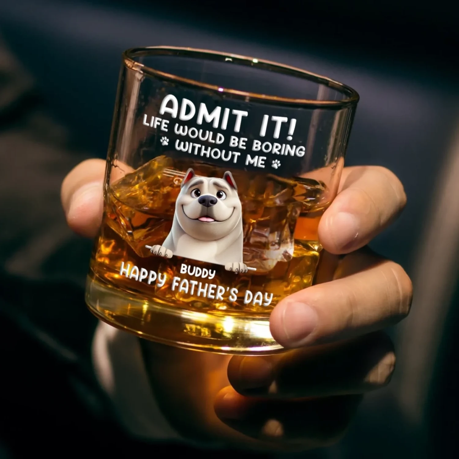 Every Day Is Father’s Day When I Have You, Hooman - Dog Personalized Custom Whiskey Glass - Father's Day, Gift For Pet Owners, Pet Lovers 3 Every Day Is Father’s Day When I Have You, Hooman - Dog Personalized Custom Whiskey Glass - Father's Day, Gift For Pet Owners, Pet Lovers - Image 3