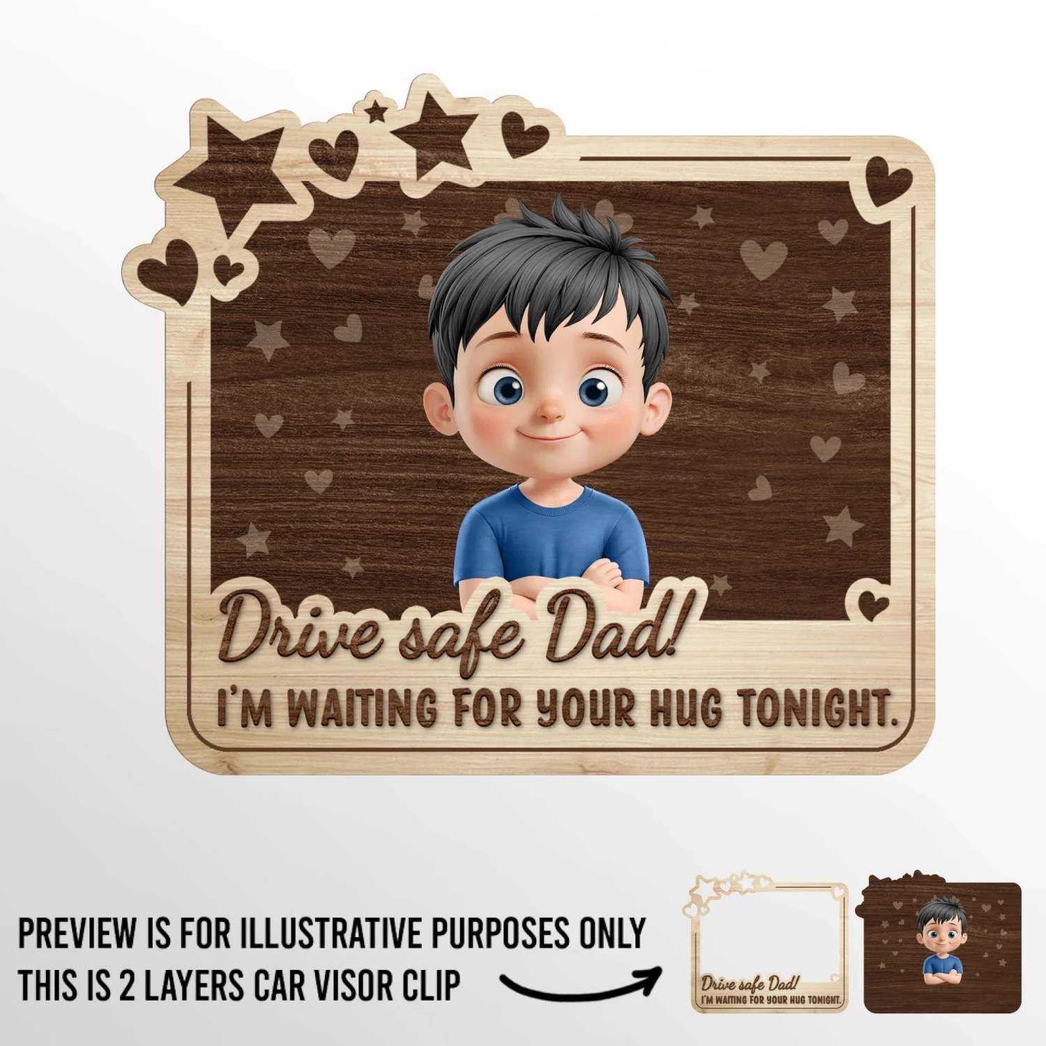 Hurry Home To Us - Family Personalized Custom Car Visor Clip - Father's Day, Gift For Dad, Grandpa 2 Hurry Home To Us - Family Personalized Custom Car Visor Clip - Father's Day, Gift For Dad, Grandpa - Image 2