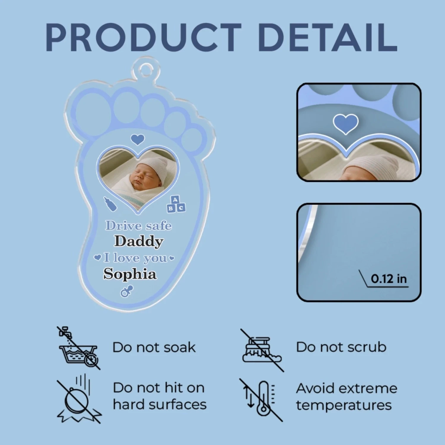 Custom Photo Drive Safe For Your Baby - Family Personalized Custom Car Ornament - Acrylic Custom Shaped - Father's Day, Gift For Dad 5 Custom Photo Drive Safe For Your Baby - Family Personalized Custom Car Ornament - Acrylic Custom Shaped - Father's Day, Gift For Dad - Image 5