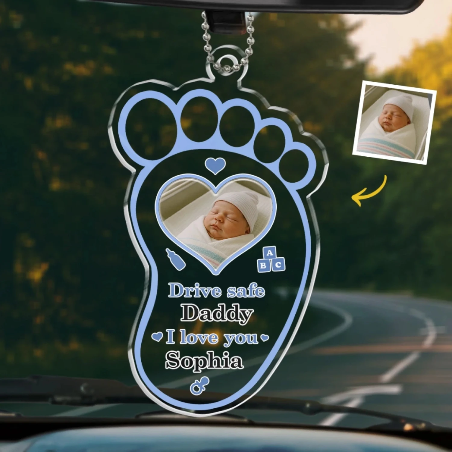 Custom Photo Drive Safe For Your Baby - Family Personalized Custom Car Ornament - Acrylic Custom Shaped - Father's Day, Gift For Dad 1 Custom Photo Drive Safe For Your Baby - Family Personalized Custom Car Ornament - Acrylic Custom Shaped - Father's Day, Gift For Dad