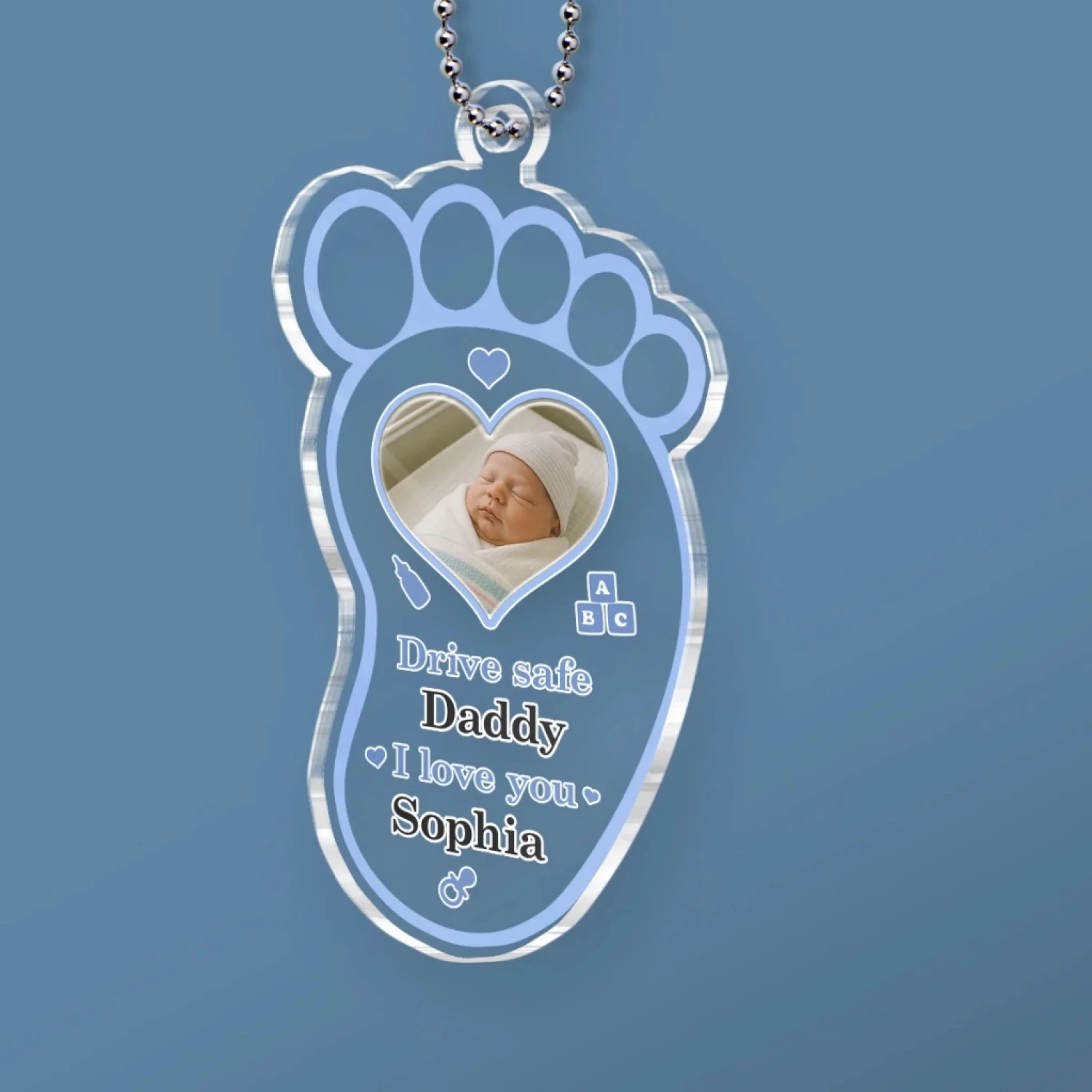 Custom Photo Drive Safe For Your Baby - Family Personalized Custom Car Ornament - Acrylic Custom Shaped - Father's Day, Gift For Dad 3 Custom Photo Drive Safe For Your Baby - Family Personalized Custom Car Ornament - Acrylic Custom Shaped - Father's Day, Gift For Dad - Image 3