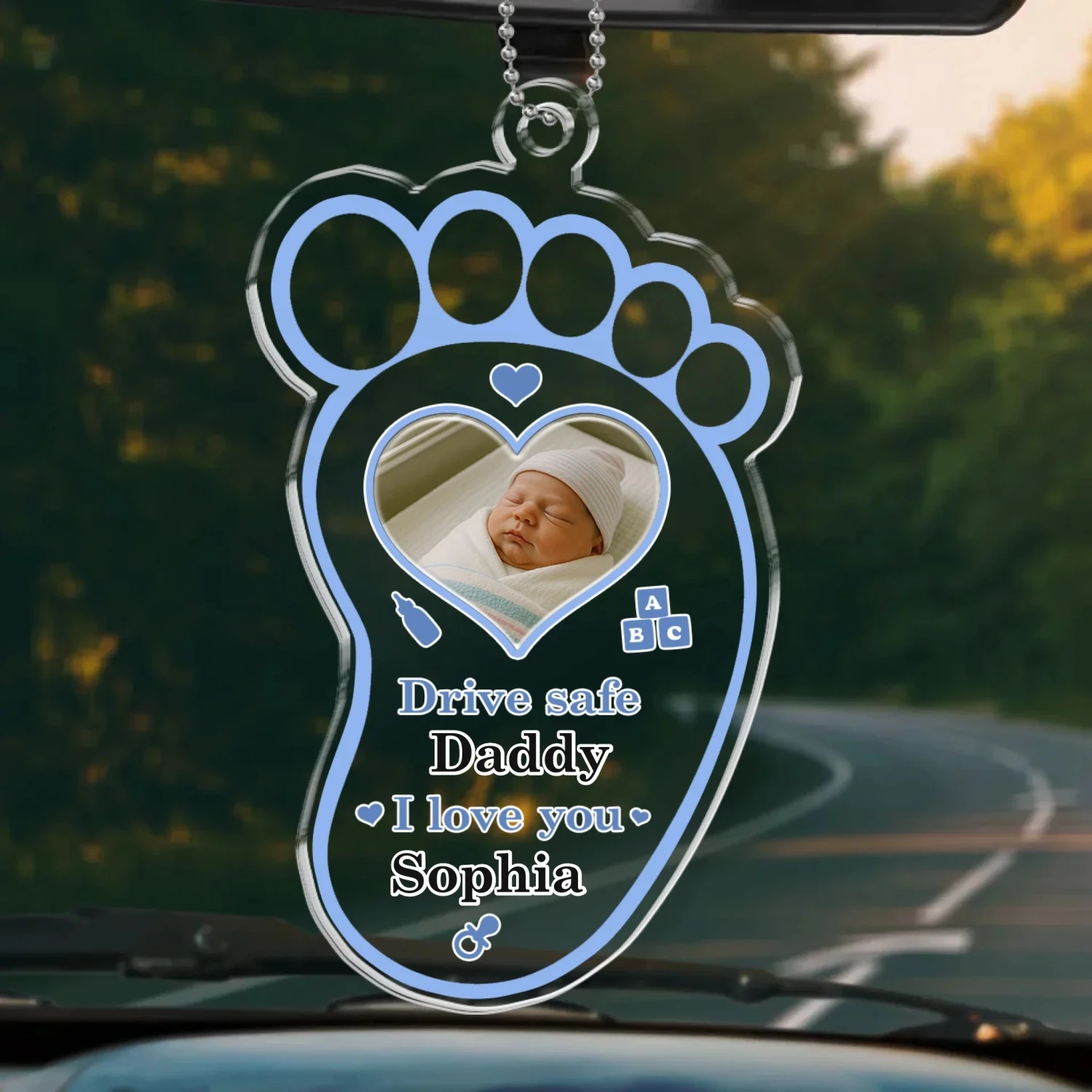 Custom Photo Drive Safe For Your Baby - Family Personalized Custom Car Ornament - Acrylic Custom Shaped - Father's Day, Gift For Dad 2 Custom Photo Drive Safe For Your Baby - Family Personalized Custom Car Ornament - Acrylic Custom Shaped - Father's Day, Gift For Dad - Image 2