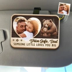 Custom Photo Someone Little Loves You Big - Family Personalized Custom Car Visor Clip - Father's Day, Gift For Dad, Grandpa