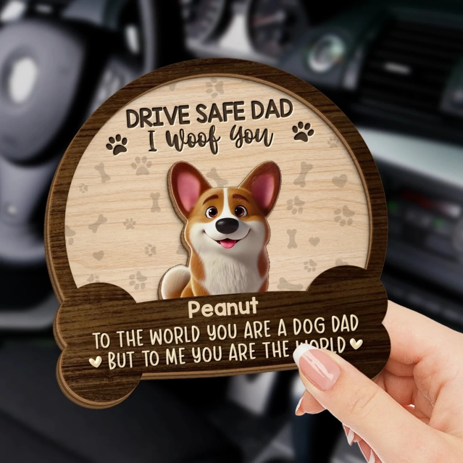Best Dog Dad Ever, I Woof You - Dog Personalized Custom Car Visor Clip - Father's Day, Gift For Dad, Pet Owners, Pet Lovers 3 Best Dog Dad Ever, I Woof You - Dog Personalized Custom Car Visor Clip - Father's Day, Gift For Dad, Pet Owners, Pet Lovers - Image 3