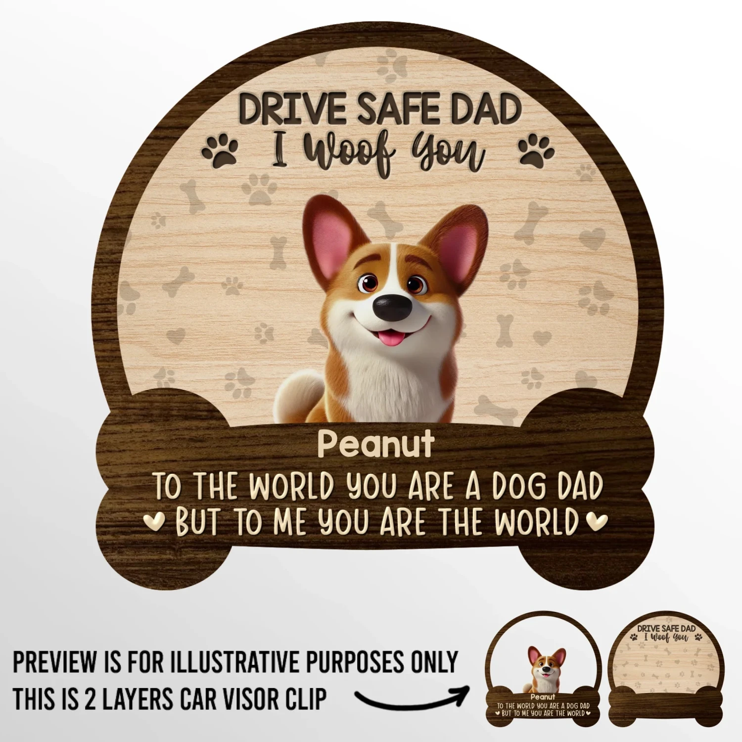 Best Dog Dad Ever, I Woof You - Dog Personalized Custom Car Visor Clip - Father's Day, Gift For Dad, Pet Owners, Pet Lovers 2 Best Dog Dad Ever, I Woof You - Dog Personalized Custom Car Visor Clip - Father's Day, Gift For Dad, Pet Owners, Pet Lovers - Image 2