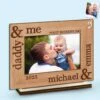 Custom Photo Our First Fathers Day Together - Family Personalized Custom Shaped 2-Layered Wooden Plaque With Flat Stand - Father's Day, Baby Shower Gift, Gift For First Dad, Baby Kids, Newborn Baby