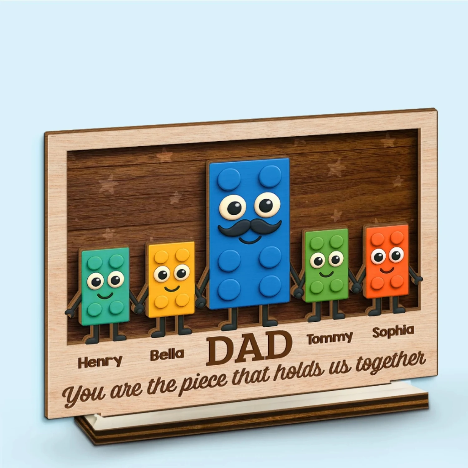 The Hands That Built Our World - Family Personalized Custom 2-Layered Wooden Plaque With Stand - Father's Day, Gift For Dad, Grandpa Copy 1 The Hands That Built Our World - Family Personalized Custom 2-Layered Wooden Plaque With Stand - Father's Day, Gift For Dad, Grandpa Copy